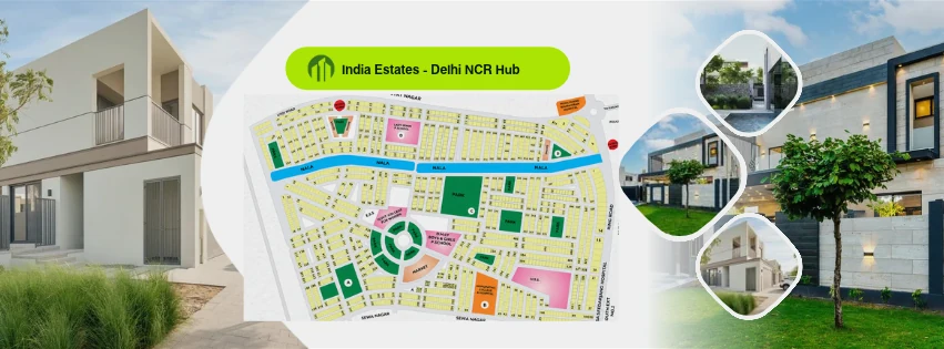 Defence Colony layout map with homes, India Estates – Delhi NCR Hub
